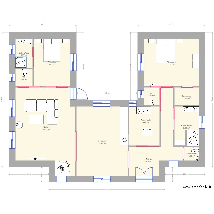 Maison U corse aménagements. Plan de 0 pièce et 0 m2