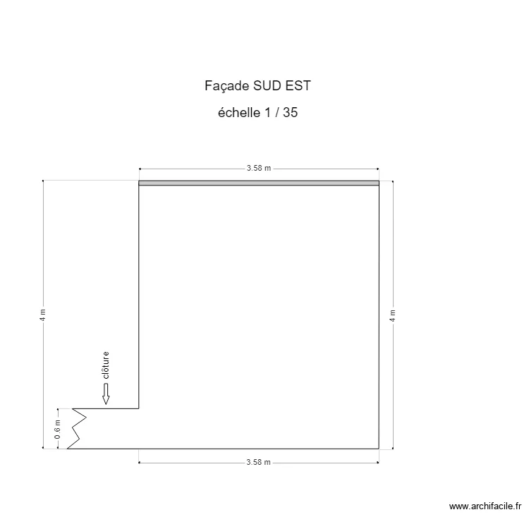Fa&ccedil;ade SUD EST. Plan de 