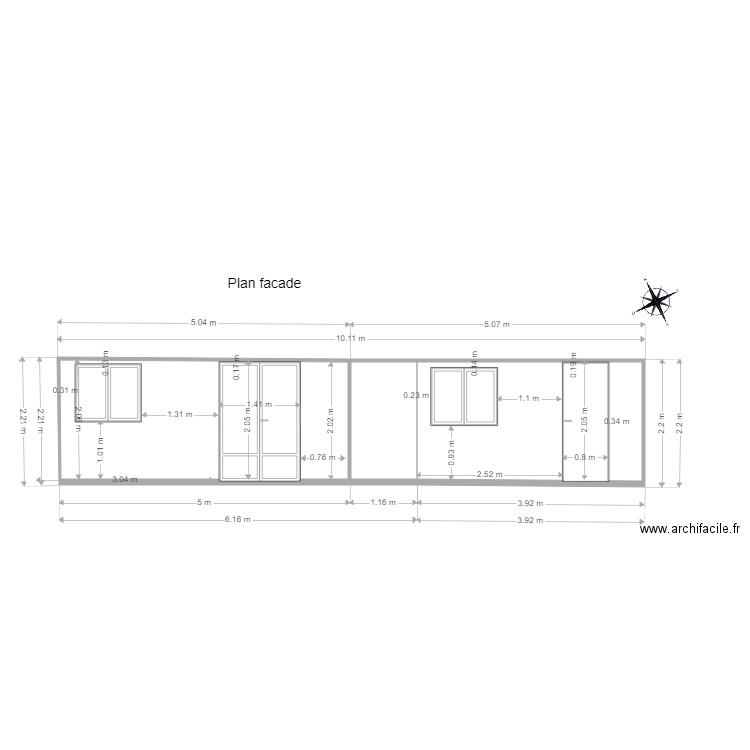 PC5 Plan facade. Plan de 0 pièce et 0 m2