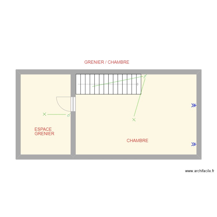 Toorens Grenier / chambre. Plan de 1 pièce et 42 m2