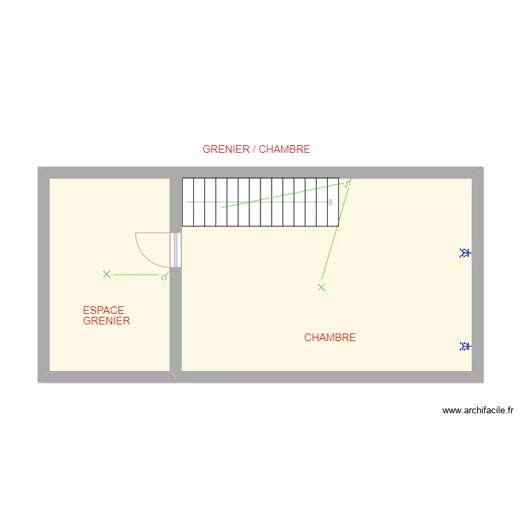 Toorens Grenier / chambre. Plan de 