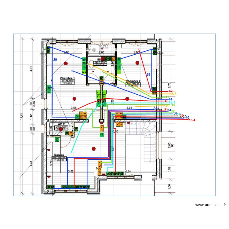 calepinage gaine elec etage. Plan de 0 pièce et 0 m2