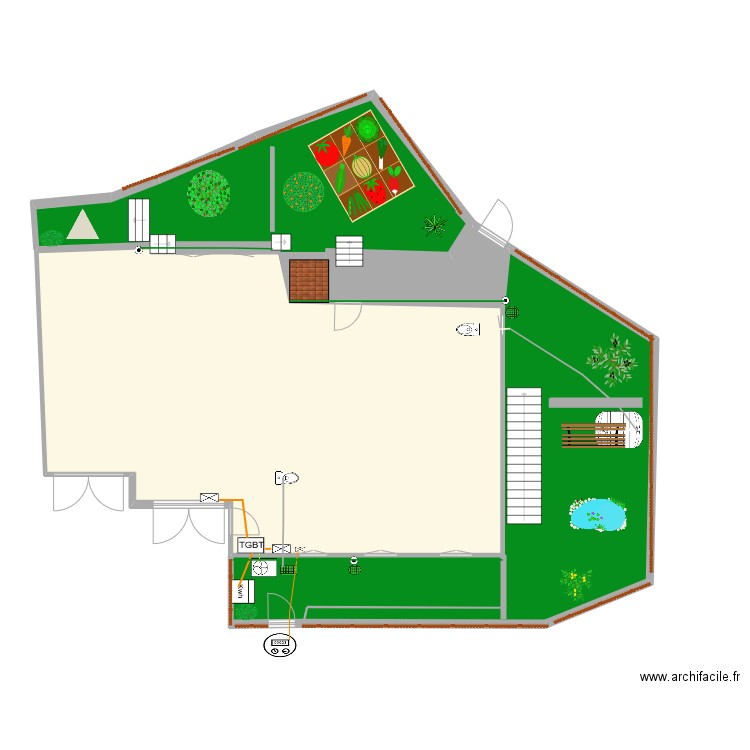jardin maison. Plan de 5 pièces et 199 m2