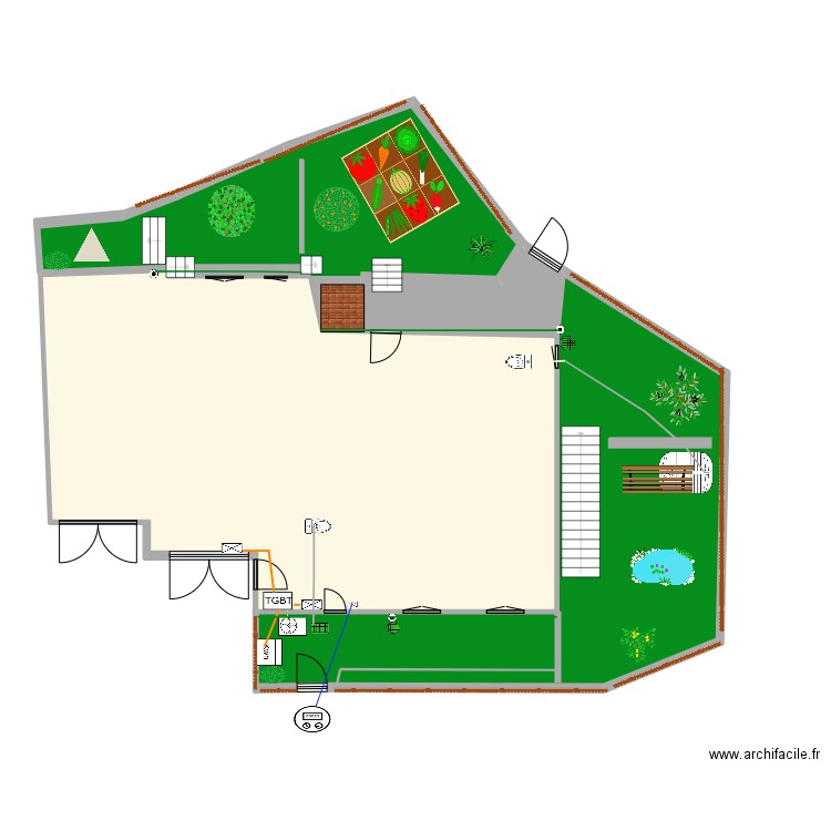 jardin maison. Plan de 5 pièces et 199 m2