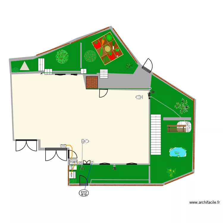 jardin maison. Plan de 5 pièces et 199 m²