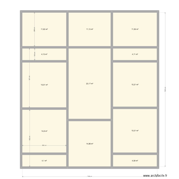 ROLAND MAISON cote roriginales. Plan de 13 pièces et 149 m2