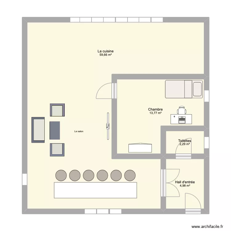 Rez de chauss&eacute;e. Plan de 4 Pièces et 81 m²