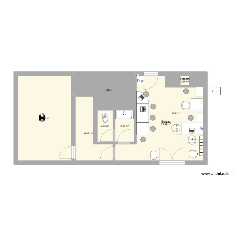 Salle reeduc propal3. Plan de 9 pièces et 60 m2