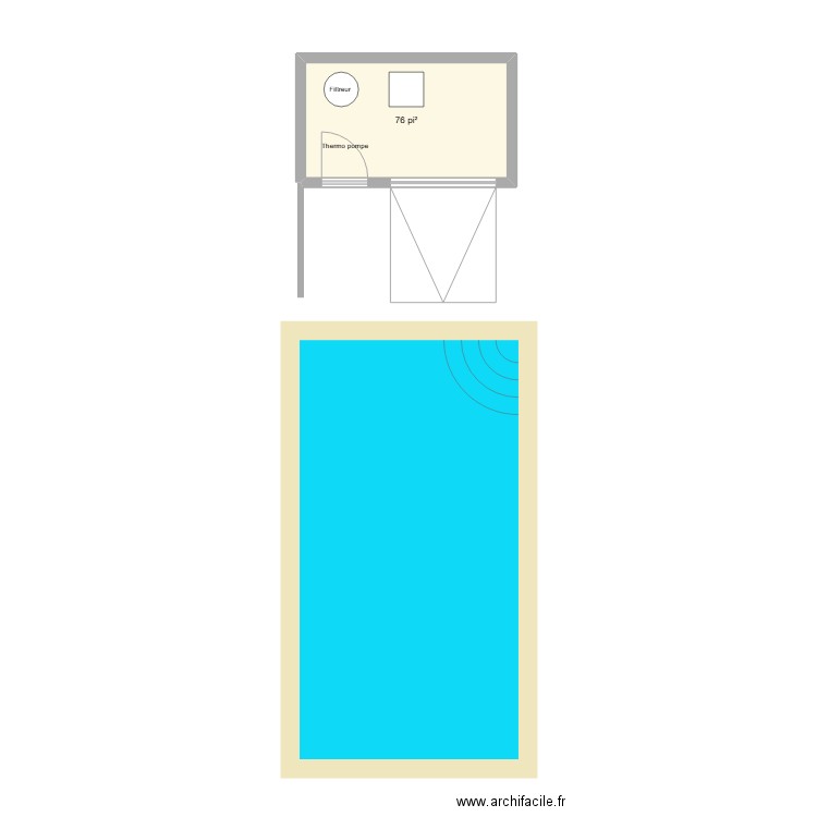 Piscine. Plan de 1 pièce et 7 m2