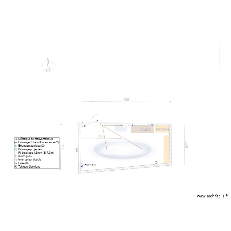 Plan Elec Garage. Plan de 0 pièce et 0 m2