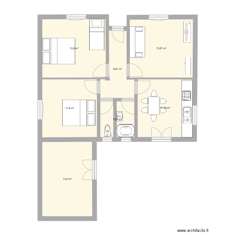 ker marylou 2. Plan de 5 pièces et 72 m2