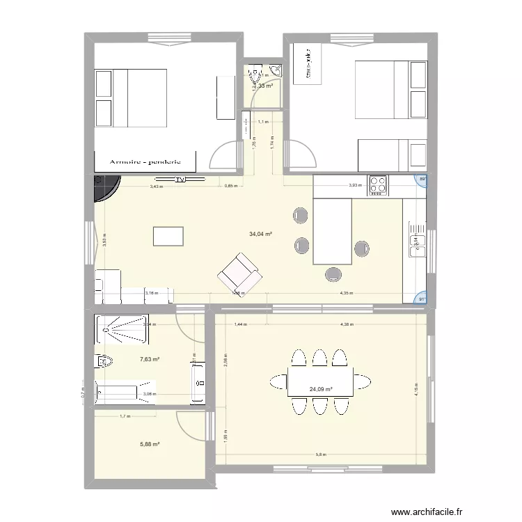 ker marylou 2. Plan de 5 pièces et 73 m²