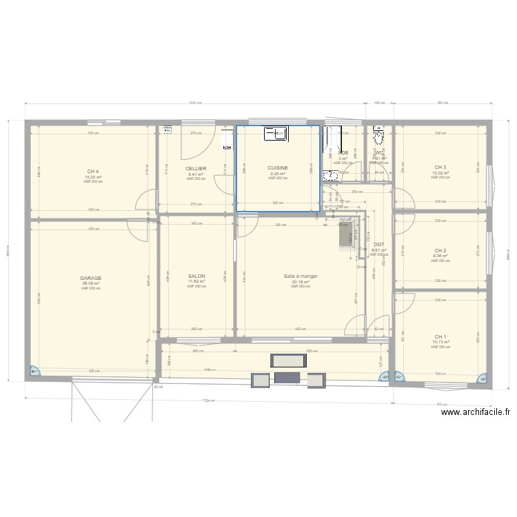 Maison Peyrehorade existant . Plan de 0 pièce et 0 m2