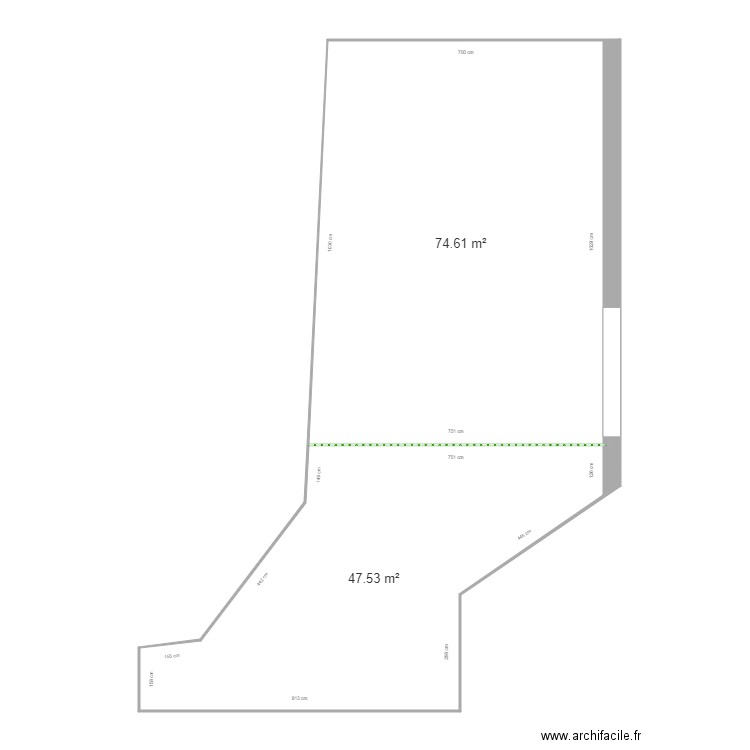 Landemaine cour. Plan de 2 pièces et 122 m2