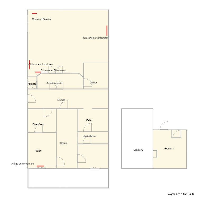 Croquis_MARVIE_Amiante. Plan de 13 pièces et 139 m2