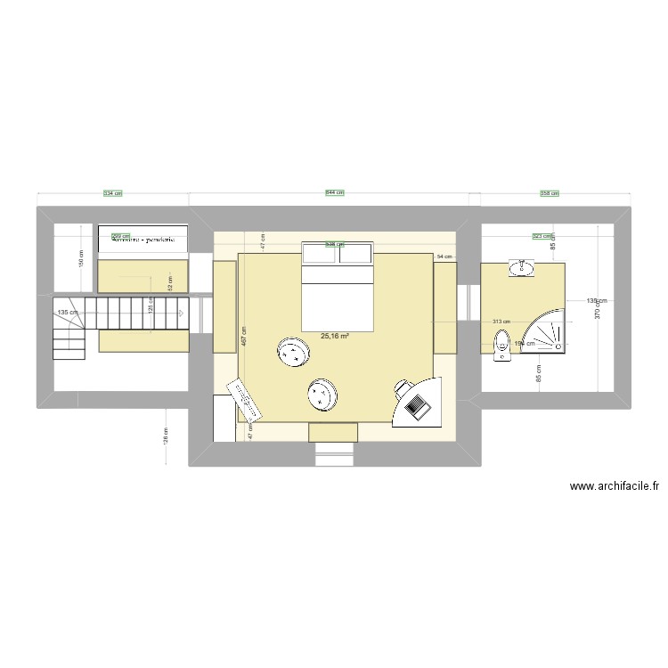 potager 2eme etage projet R+2. Plan de 1 pièce et 25 m2