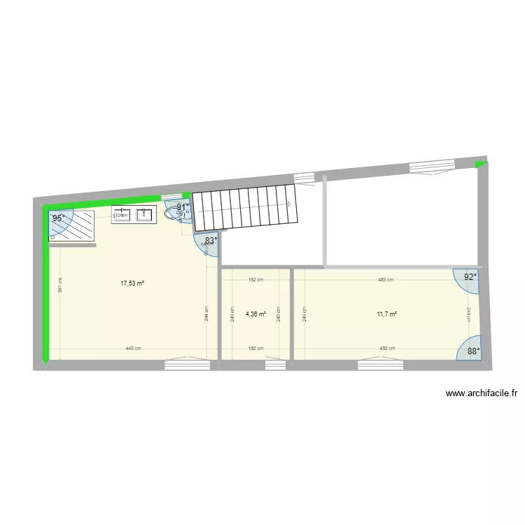 Plan RDC Mas avec positionnement fenetres. Plan de 