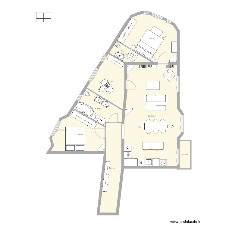 tolbiac 13eme 0911 jp. Plan de 0 pièce et 0 m2