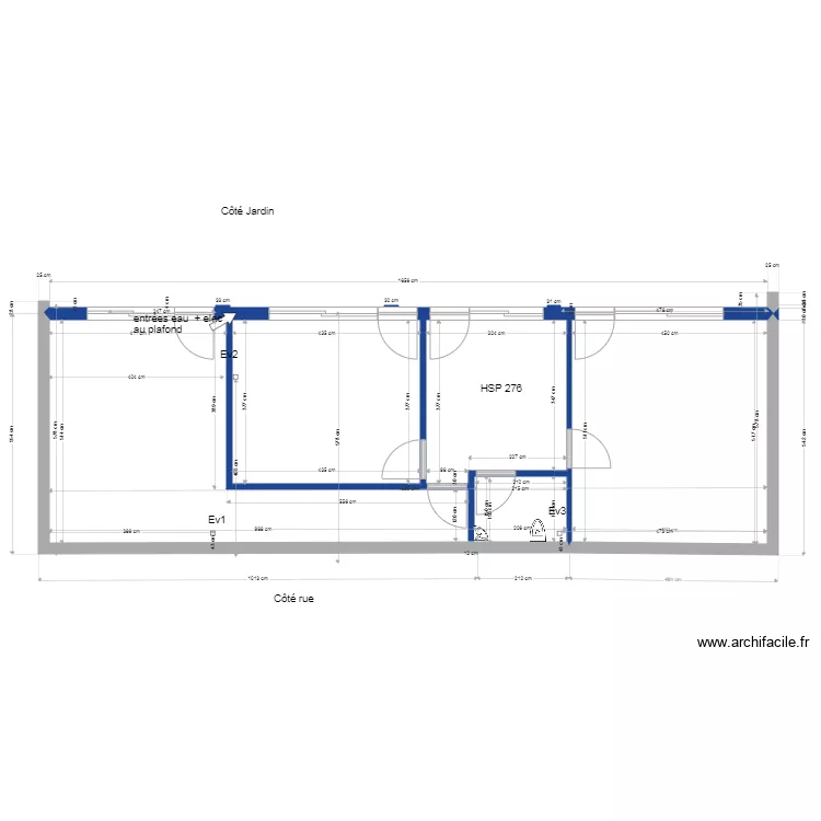 sous sol  cloisons et portes. Plan de 