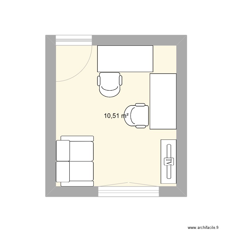 Bureau. Plan de 1 pièce et 11 m2