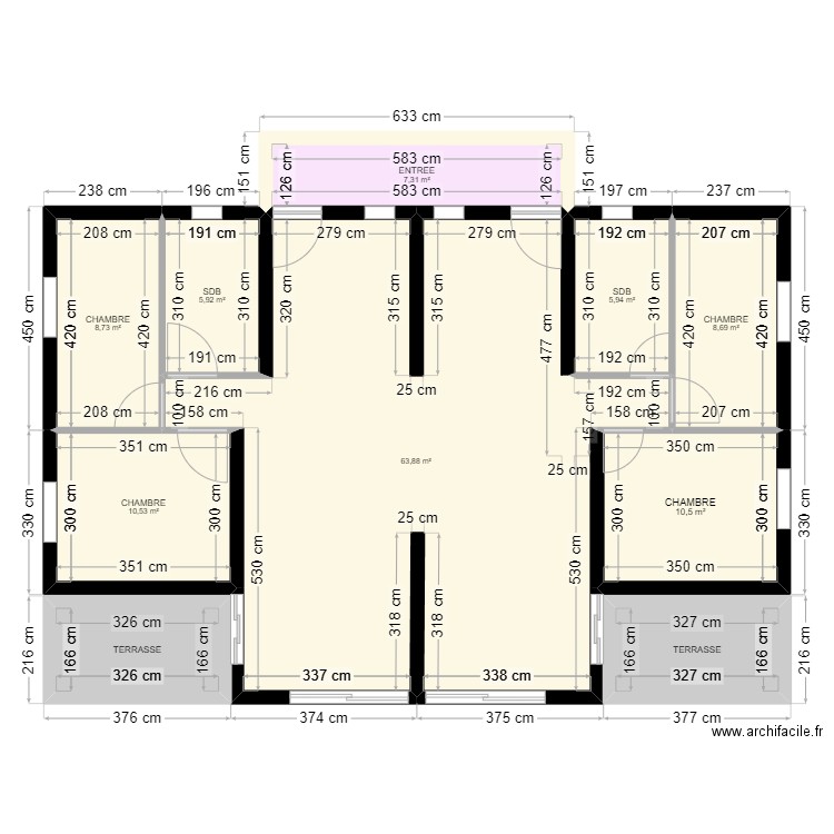 dani. Plan de 10 pièces et 132 m2