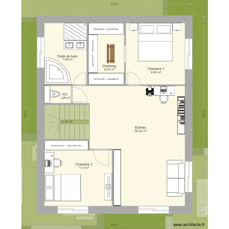 Etage Maison Casa Marilyne. Plan de 