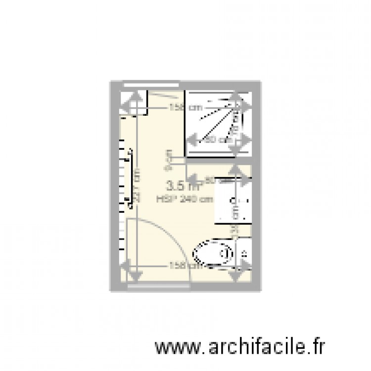 Salle de bain rez actuelle. Plan de 0 pièce et 0 m2