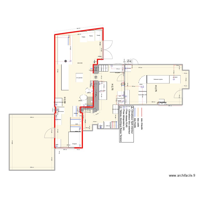 huot. Plan de 8 pièces et 134 m2