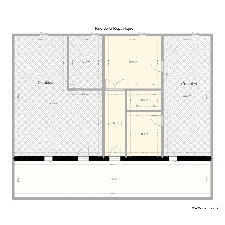 173 République R+2. Plan de 8 pièces et 172 m2