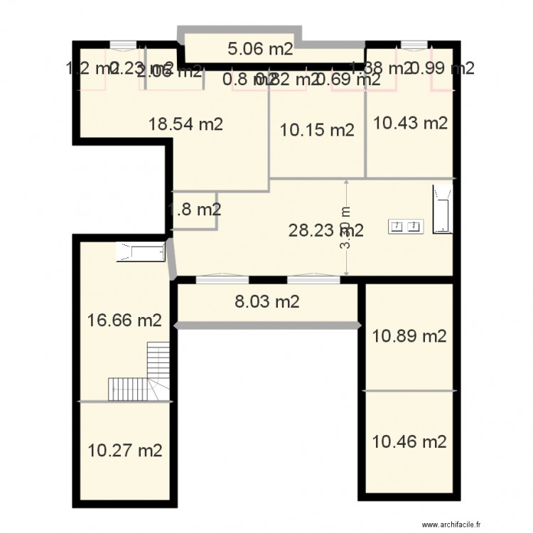 3e étage duplex. Plan de 0 pièce et 0 m2