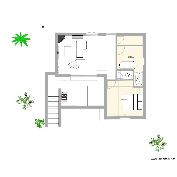 Maison Sardaigne plan Fini 2. Plan de 2 pièces et 22 m2