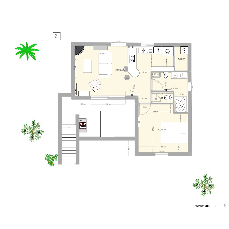 Maison Sardaigne plan Fini 2. Plan de 6 pièces et 48 m2