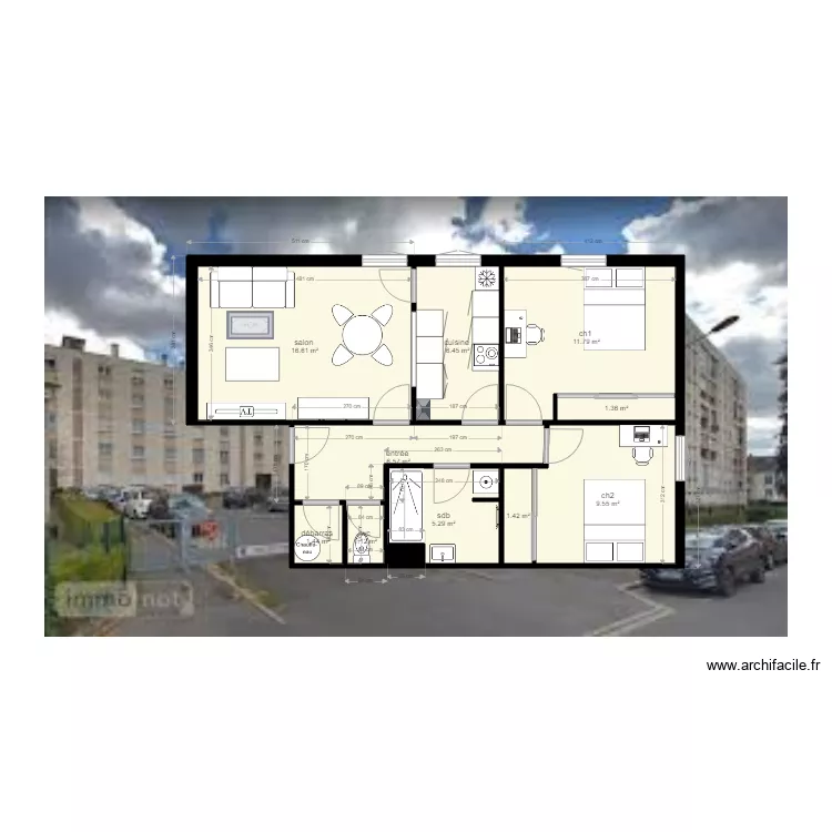 appartement bary 15  am&eacute;nagement . Plan de 