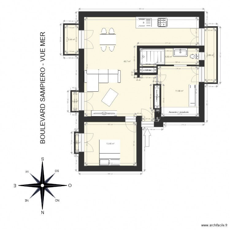 PLAN F3 BVD SAMPIERO . Plan de 0 pièce et 0 m2