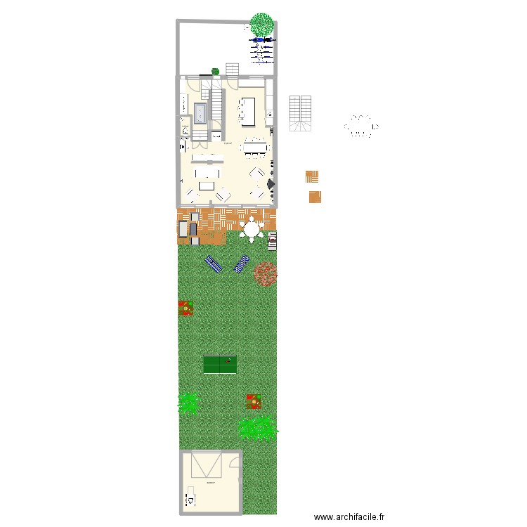 Epinette 7 agrandissement salon , entrée garage. Plan de 3 pièces et 95 m2