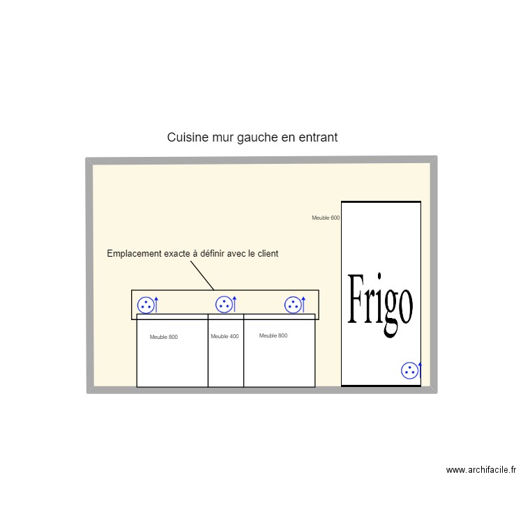 BAYLE / D22060540 / CUISINE MUR GAUCHE. Plan de 1 pièce et 10 m2