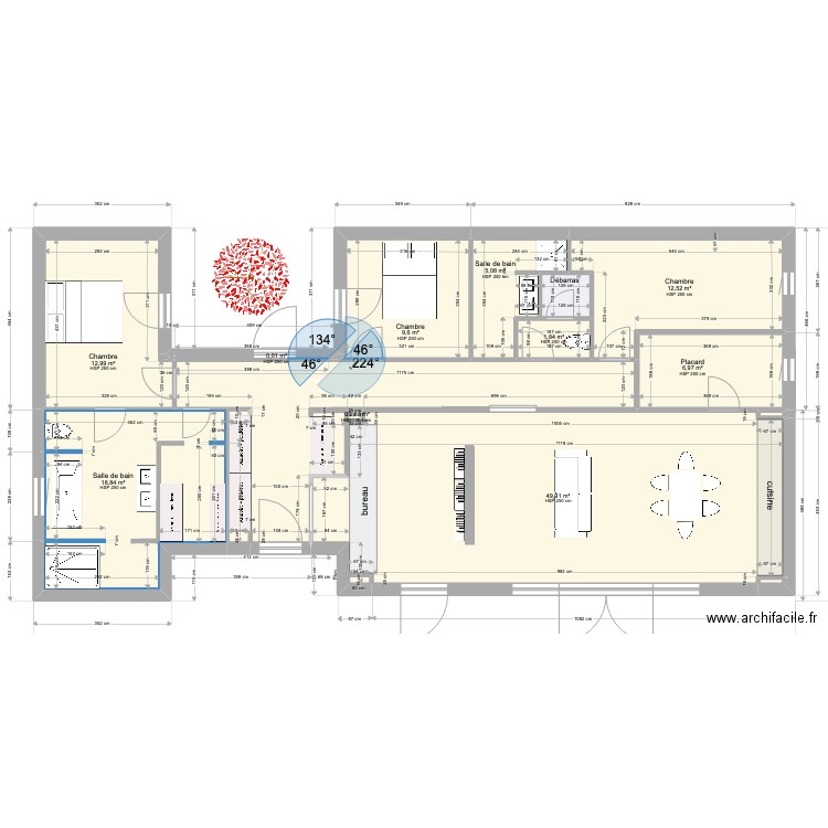 PLAN-9juillet-nord-WC avec  PASSAGE -139m2. Plan de 0 pièce et 0 m2