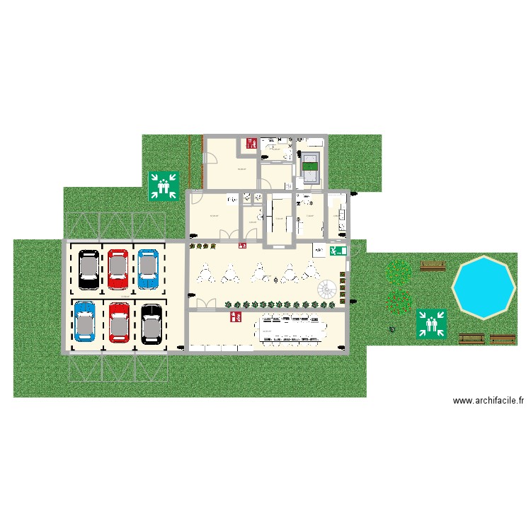 conmnal. Plan de 14 pièces et 232 m2