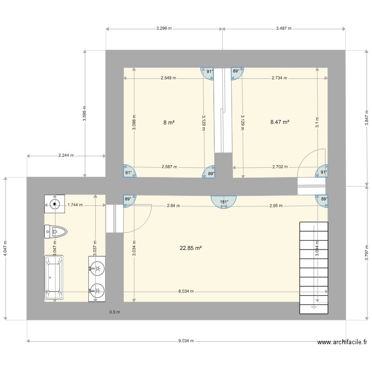 2 eme Niveau 38 à 40 M2. Plan de 0 pièce et 0 m2