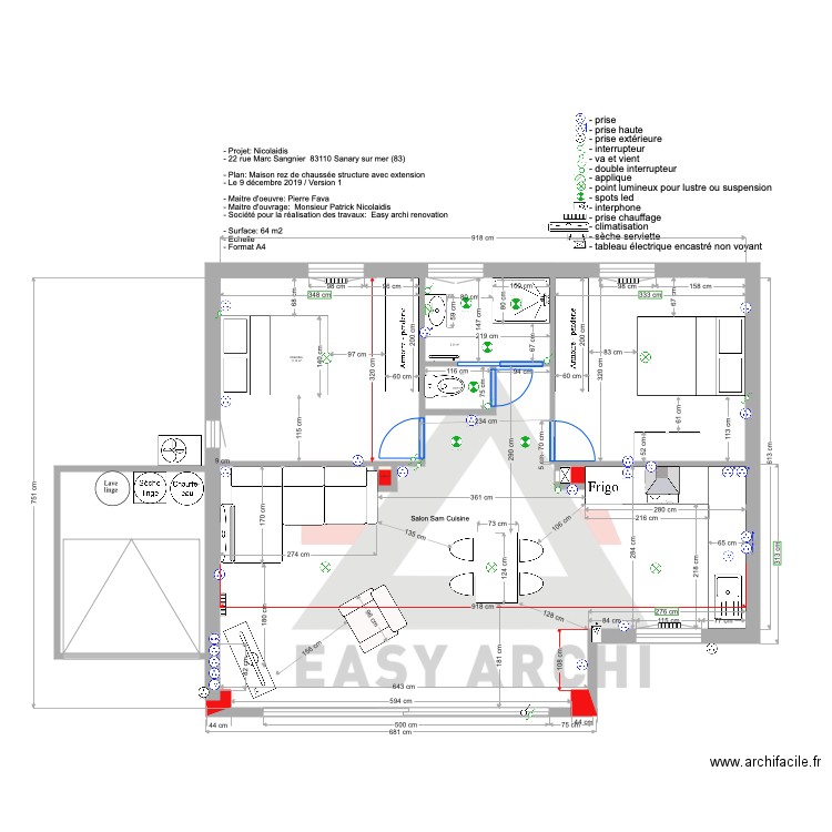 PLAN PROJET NICOLAIDIS STRUCTURE RDC. Plan de 0 pièce et 0 m2