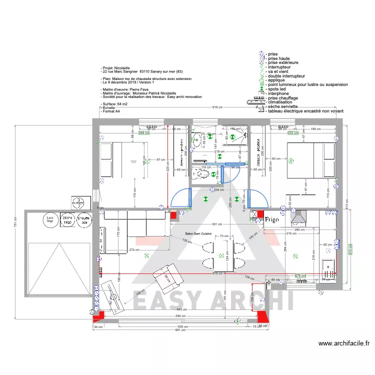 PLAN PROJET NICOLAIDIS STRUCTURE RDC. Plan de 
