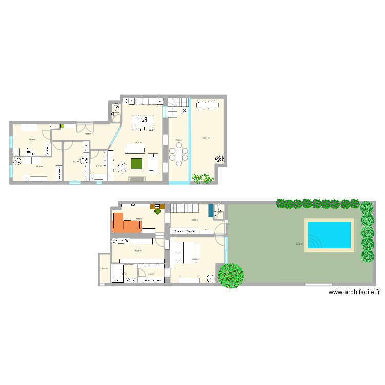 293 paradiss. Plan de 18 pièces et 298 m2