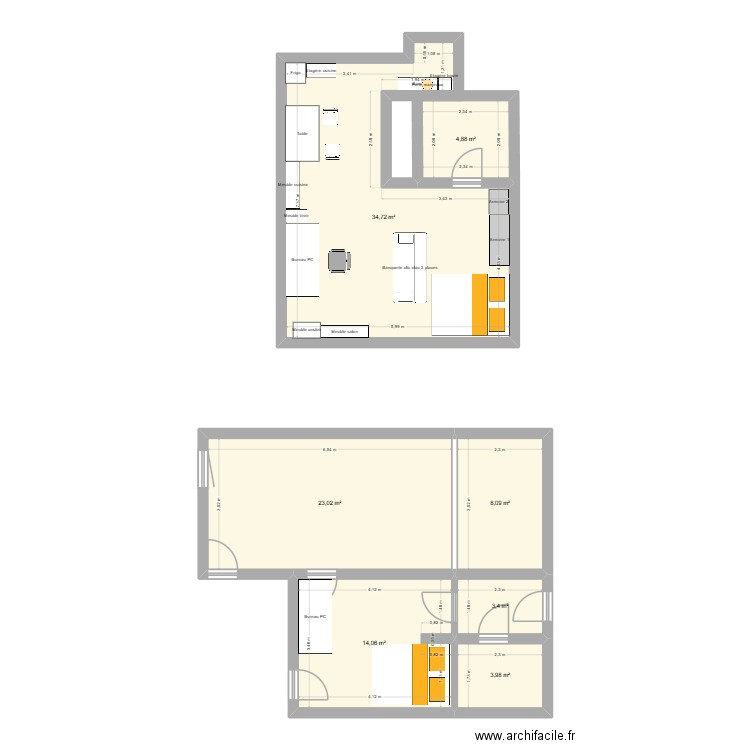 App. Plan de 10 pièces et 119 m2