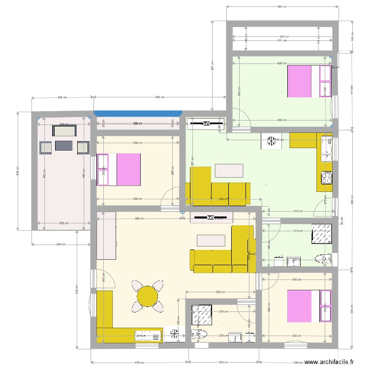 extension bas T3 et T2 cuisine à droite. Plan de 0 pièce et 0 m2