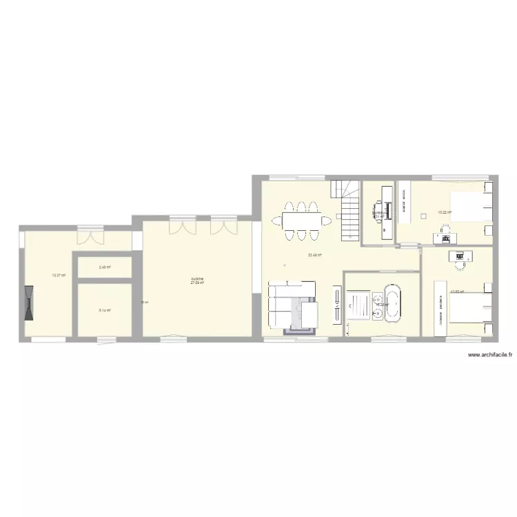 distribution pi&egrave;ce 80m. Plan de 