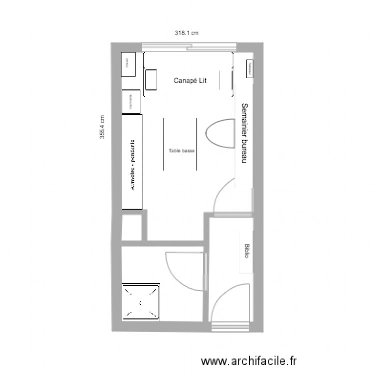 Studette. Plan de 0 pièce et 0 m2