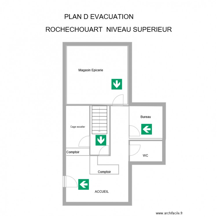 PLAN D EVACUATION ROCHECHOUART 1er NIVEAU. Plan de 0 pièce et 0 m2