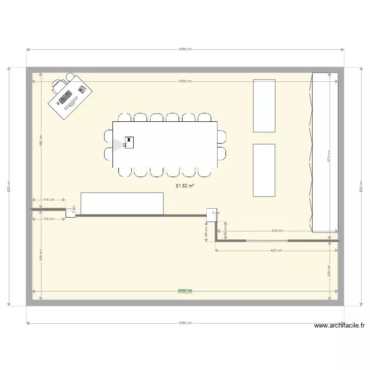 Salle TP. Plan de 