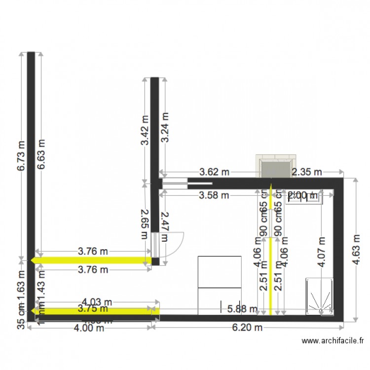 travaux salon . Plan de 0 pièce et 0 m2