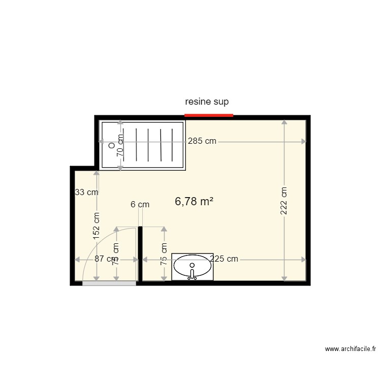 BEKKAYE DERNI. Plan de 1 pièce et 7 m2